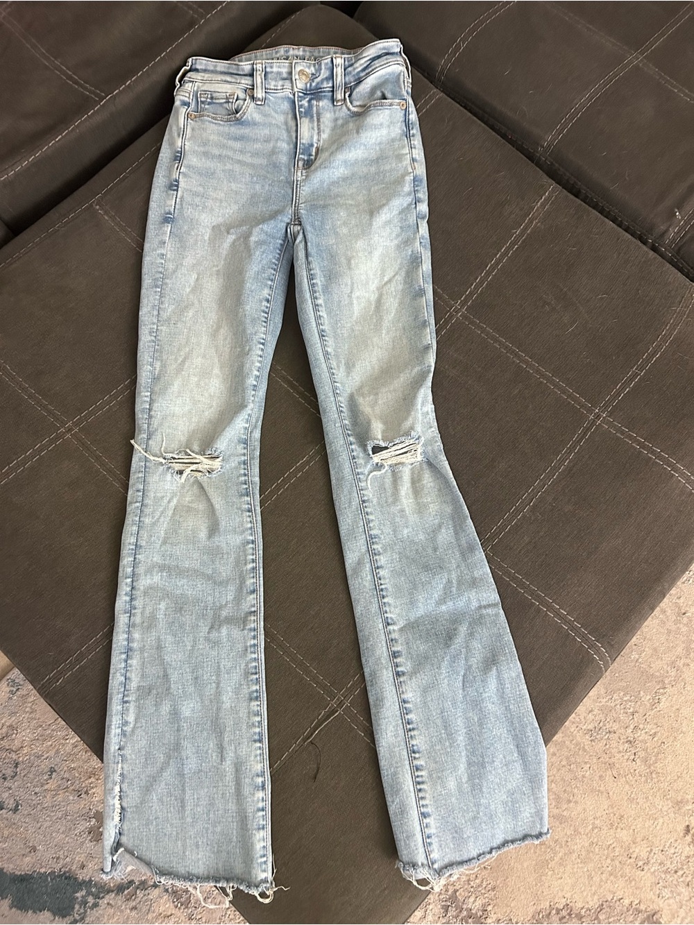 American Eagle Outfitters Light Blue Ripped Flare Jeans